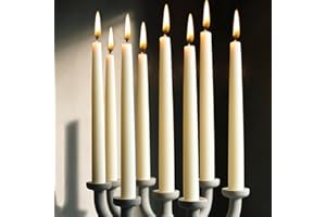 MOSROAD Beeswax Taper Candles White, 9 Inch Natural Beeswax Long Candle Sticks, 10 Hours Burn Time, Smokeless & Dripless Tall Taper Candle for Table Decor, Unscented Bee Wax Tapered Candles (8 Packs)