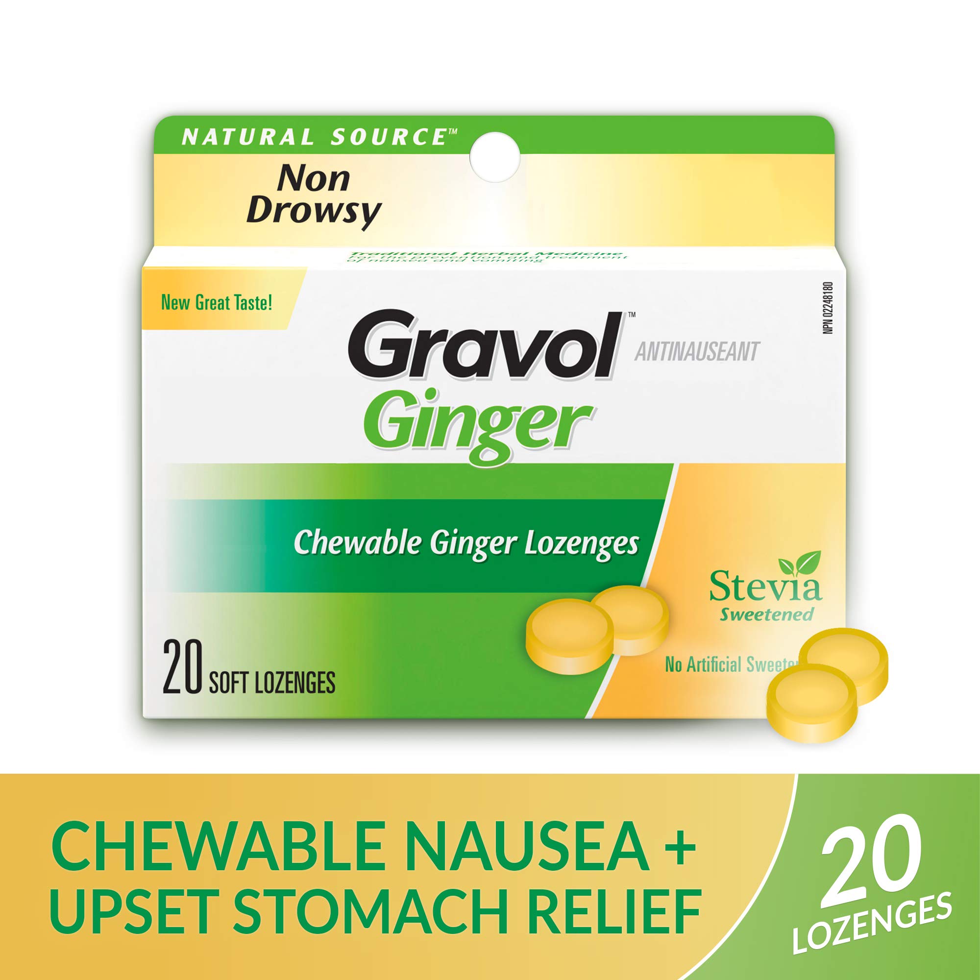 Certified Organic Ginger GRAVOL (20 Chewable Lozenges)500mg