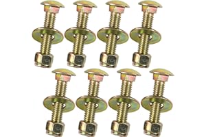 1/2" x 2-1/2" Carriage Bolt of Square Neck with Nylon Lock nut and Large Size Washer Assortment Kit by Color Galvanization,Carbon Steel,Grade 2.(8pcs Pack) by Metalsuberg