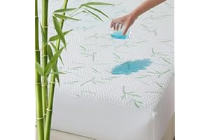 L'AGRATY 100% Waterproof Queen Mattress Protector - Mattress Cover Queen Size Bed Fitted 8"-21" Deep Pocket: Cooling & Ultra-Soft Breathable Bed Mattress Pad Cover, Noiseless Washable