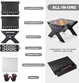 Odoland Camping Fire Pit 2 in 1 Wood Burning Grill with Grate Carry Bag view 2