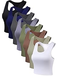 8 Pcs Women Basic Crop Tank Tops Sleeveless
