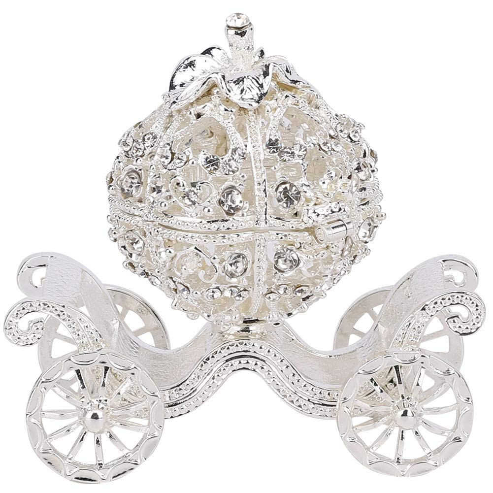 Hztyyier Rhinestone Crystal Pumpkin Carriage Trinket Box, Jewelry Box Diamond Gift Collectible Figurine Decorative Jewelry Display Holder Organizer