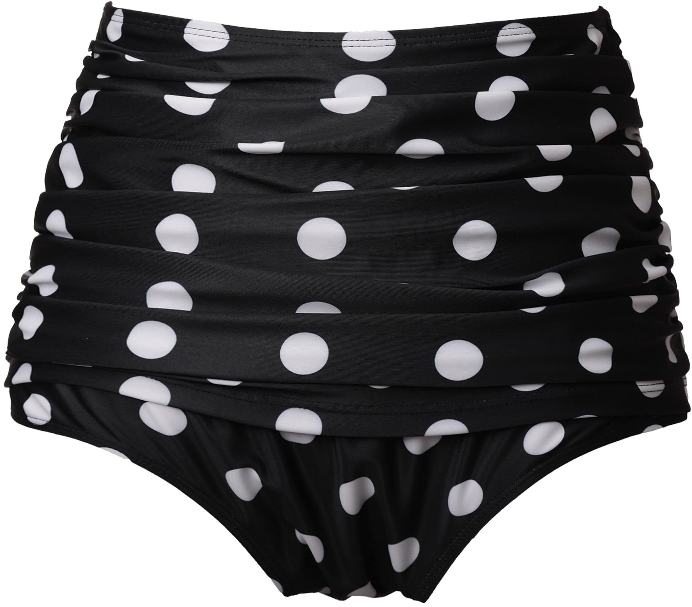 Photo 1 of COCOPEAR Women's High Waisted Full Coverage Bikini Bottom Ruched Bathing Suit Bottoms for Women Tummy Control Swim Bottoms Black Stripe XL