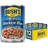 Bush's Best Blackeye Peas, 15.8 oz, (Pack of 12) | Canned, Source of Plant Based Protein and Fiber, Low Fat, Gluten Free