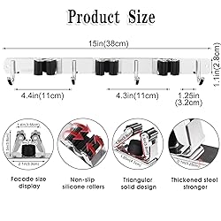2 Pack 3 Racks and 4 Hooks Broom and Mop Holder