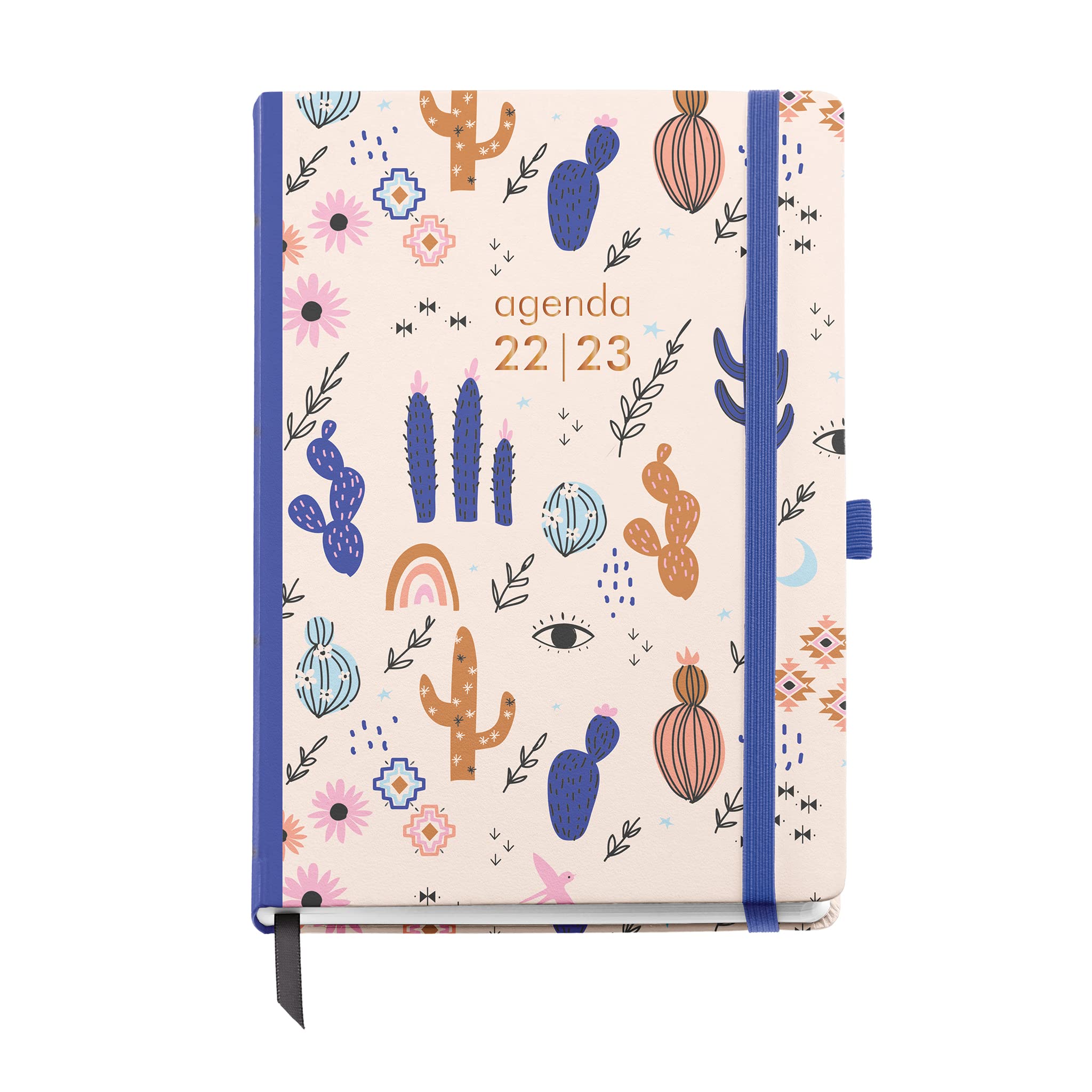MIQUELRIUS - Agenda July 2022 December 2023 - Week Vista - Journal Size 12.2 x 16.8 cm - Trilingual: Spanish, English, Portuguese - 18 MONTHS - Cactus