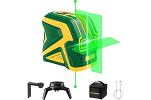 APEXFORGE X3 131ft Green Laser Level, Cross Line Laser with 2 Plumb Dots, 4500mAh Rechargeable Battery with Type-C Charging Port, Self-Leveling & Manual & Pulse Mode