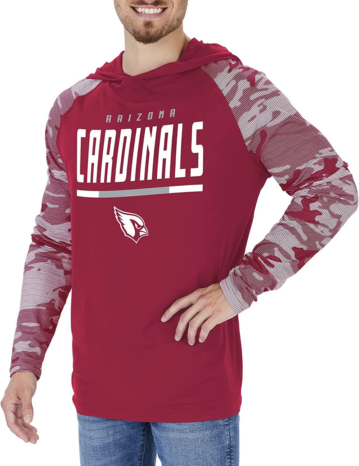 Zubaz Men's Color Hoodie with Team Camo Sleeves