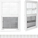 COLORPAPA 2 Pack Shed Windows, Chicken Coop Windows, 12" x 18" White | Flush Mount Sliding Small Windows with Tempered Glass and Fiberglass Screen for Shed, Chicken Coop, Playhouse, Garage, Barns
