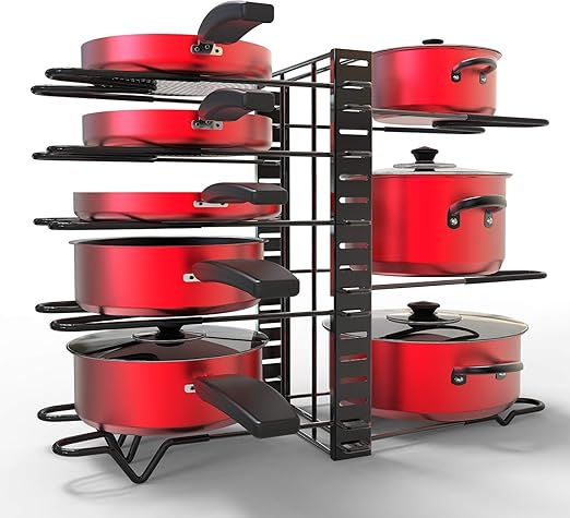 Amazon Com Pan Rack Organizer Pot With Adjustable 8 Dividers 3