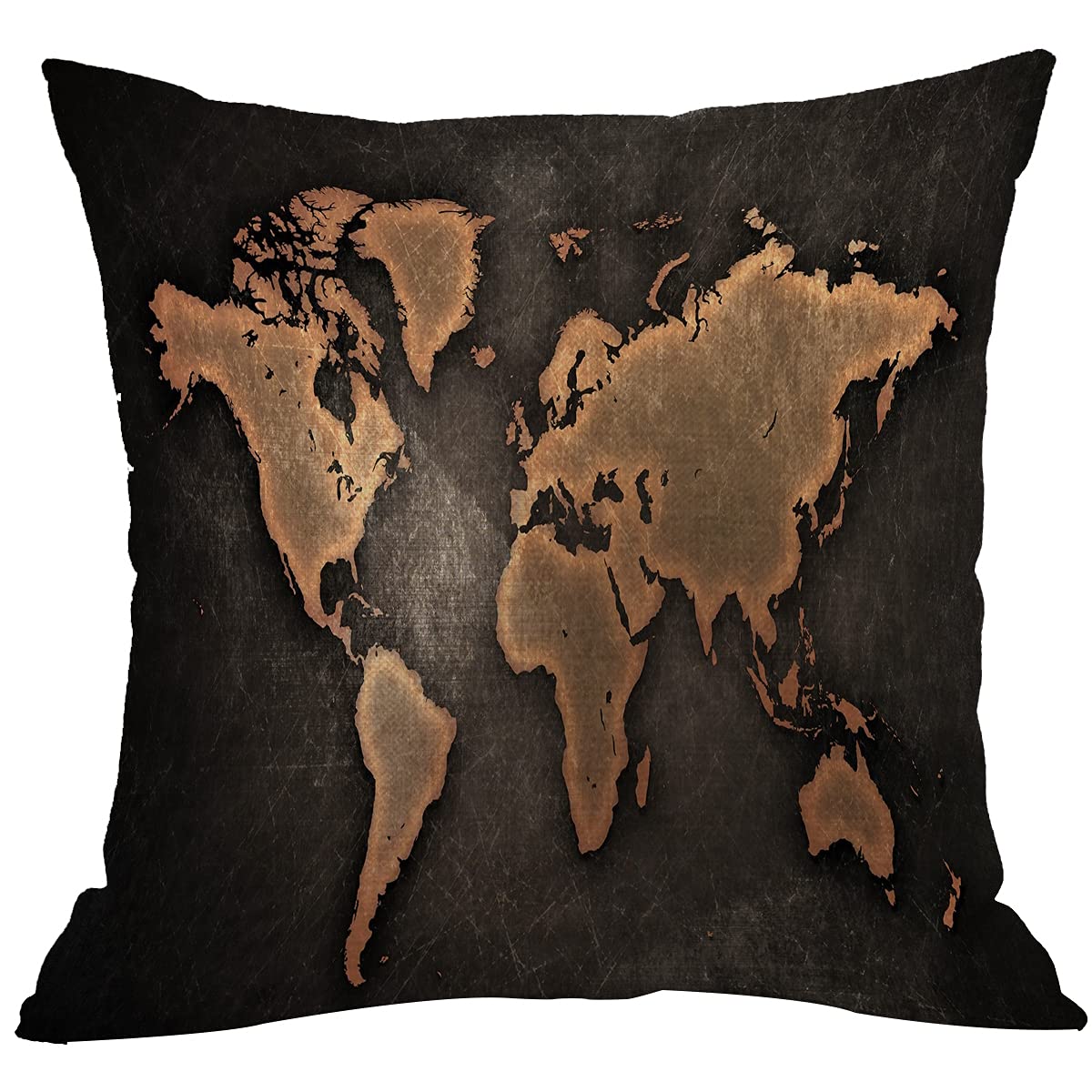 CANSEGO World Map Pillow Covers Cases Brown Wall Map Geography Continent Sea Vintage Style Throw Pillow Cushion Cotton Linen 18x18 Inch Home Decor Couch Desk Bedroom
