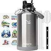 Swigina [2-IN-1 LID] Gallon Insulated Water Bottle with Silicone Boot (48hrs Cold/24hrs Hot) - DIY Stickers, Leakproof, BPA Free, 128 oz