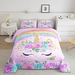Feelyou Toddler Size Unicorn Comforter Set for Kids