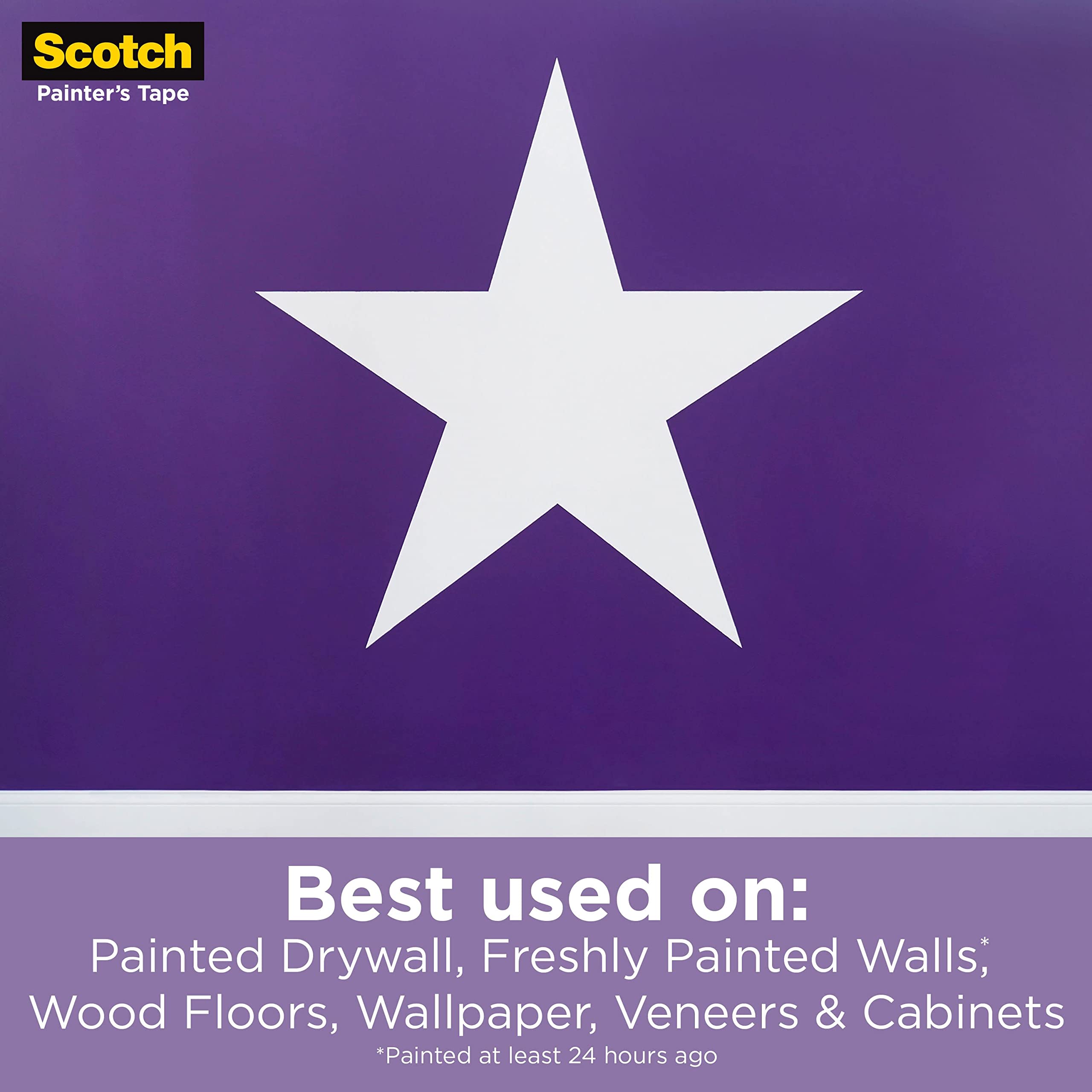 Scotch Delicate Surfaces Painters Tape, 1.88 in x 60 yd, Damage-Free Painting Prep, Protect Delicate Surfaces, UV & Sunlight Resistant, Solvent-Free Adhesive, Indoor Masking Tape, 1 Roll (2080-48EC)