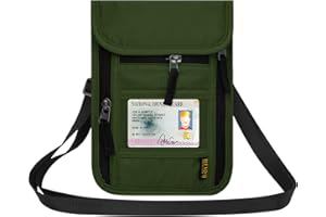 HOTEMIA Neck Wallet for Travel,Passport Holder Neck Pouch for Men Women with Adjustable Neck Strap and RFID Blocking
