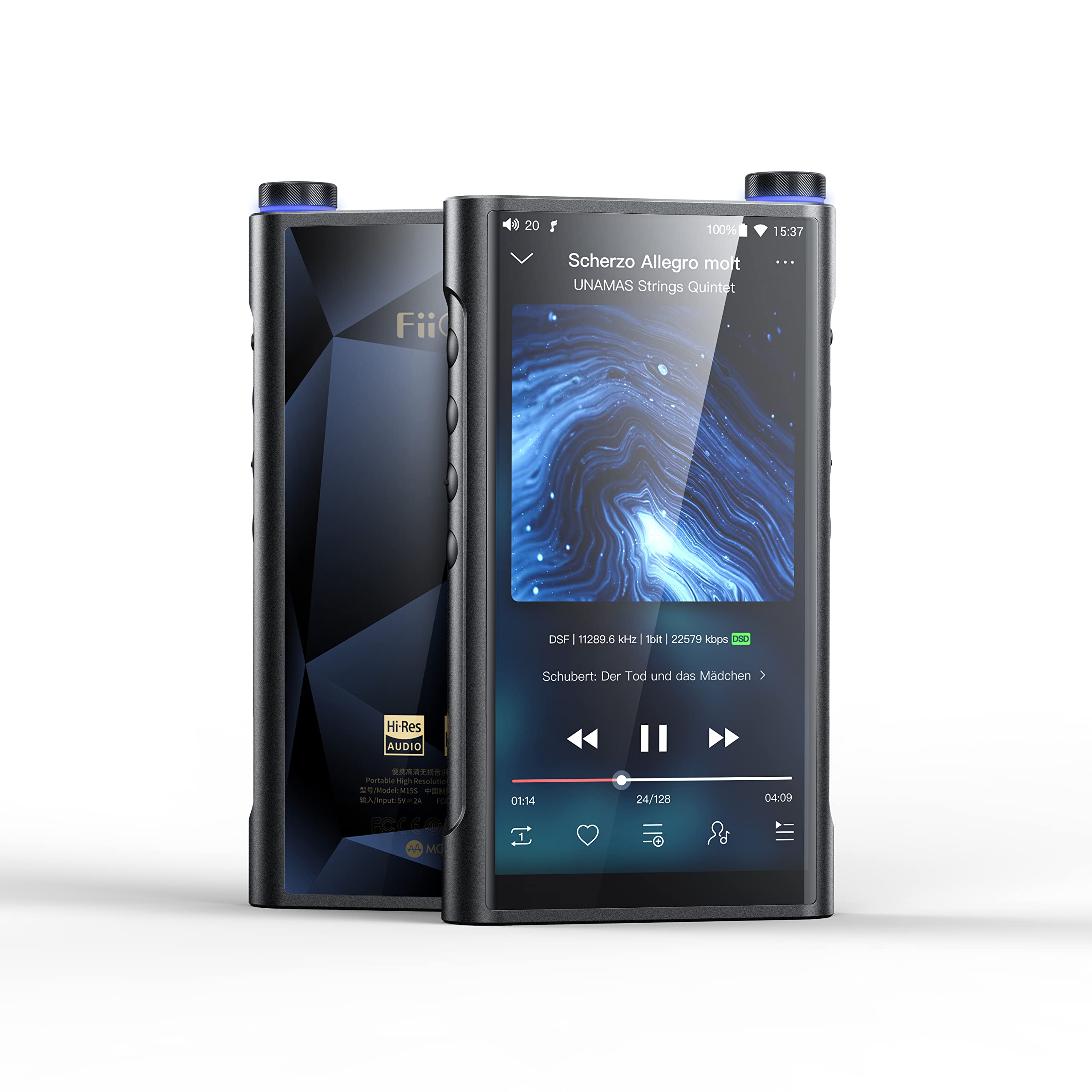 FiiO M15S Music Player Snapdragon 660 with ES9038PRO Hi-Res Android 10 5.5inch MP3 Player WiFi/MQA/Bluetooth 5.0/Spotify/Tidal/Amazon Music Support