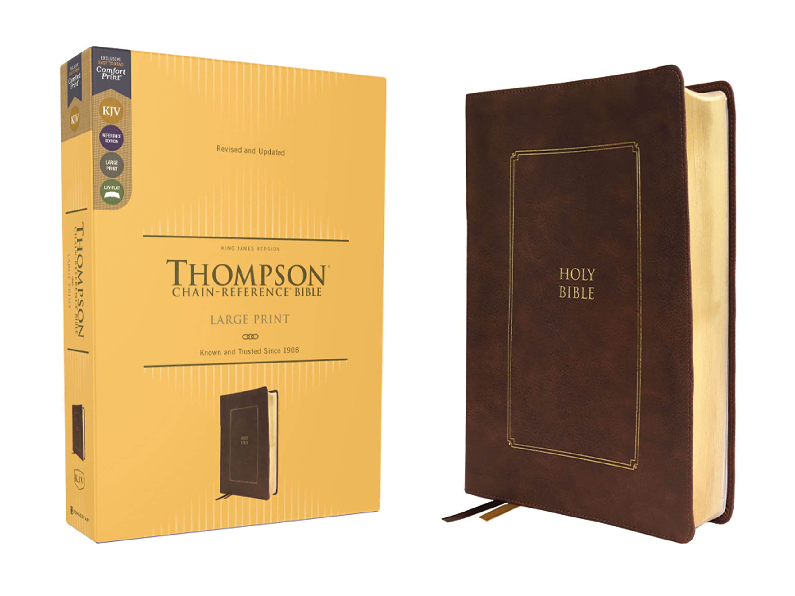 KJV, Thompson Chain-Reference Bible, Large Print, Leathersoft, Brown, Red Letter, Comfort Print KJV, Thompson Chain-Reference Bible, Large Print, Leathersoft, Brown, Red Letter, Comfort Print Imitation Leather