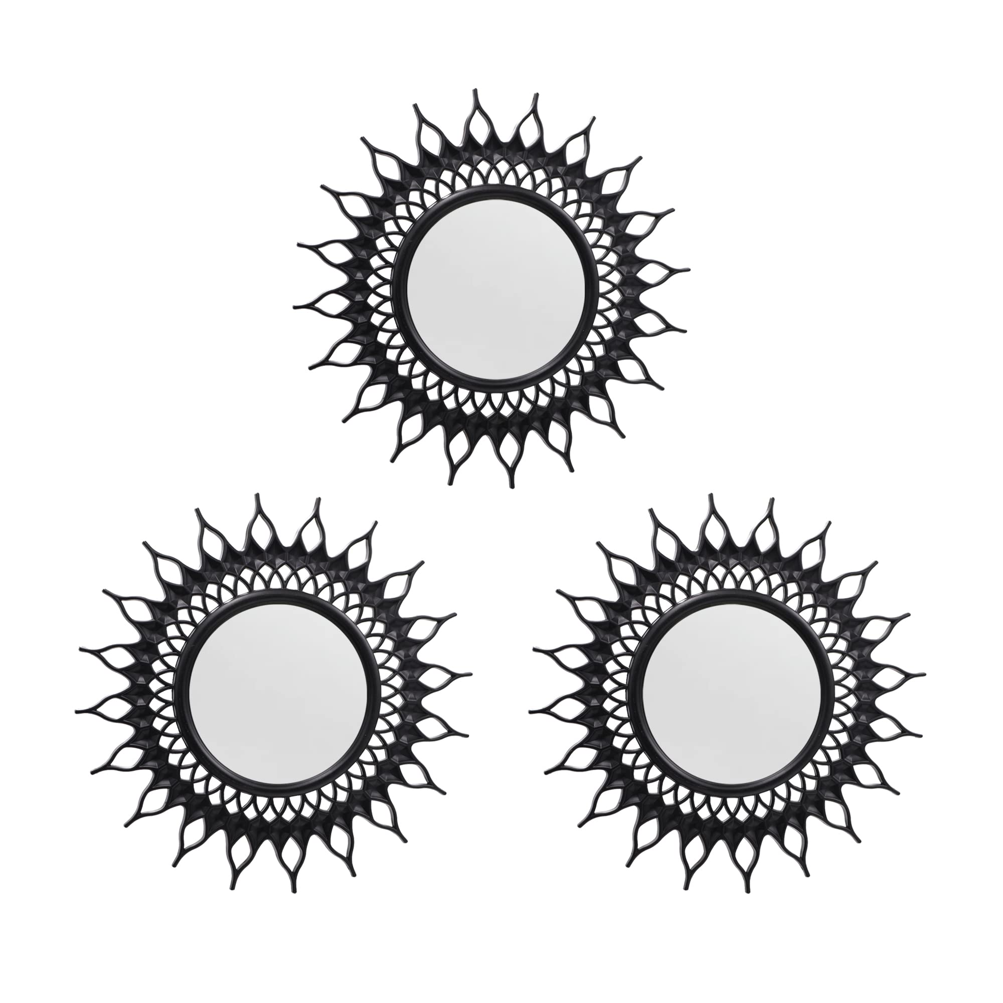 OIGUMR 3 Pack Black Mirror for Wall Small Mirrors Decorative Round Wall Decor 25 x 25 cm（01 Black）