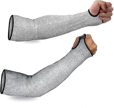 Ghopy 2Pcs Arm Protection Sleeves Level 5 Cut Resistant with Thumb Hole 45cm