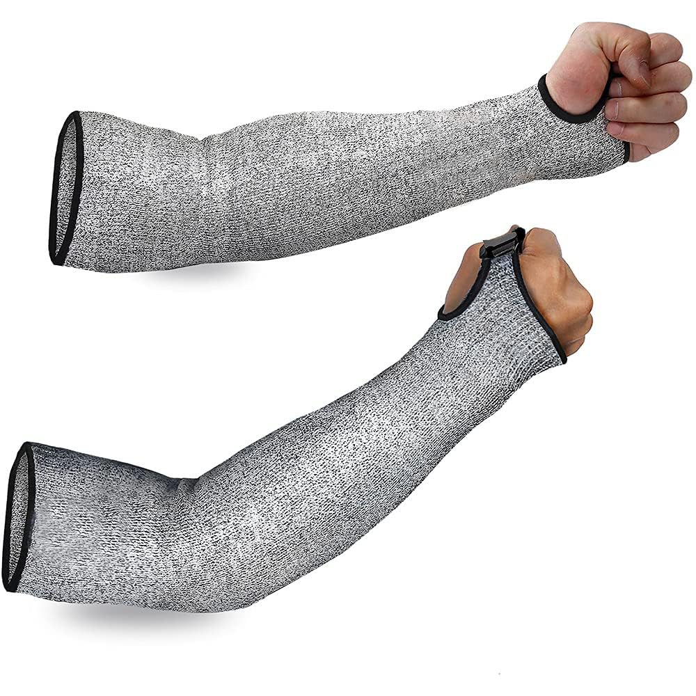 2PCS Arm Protection Sleeves with Thumb Hole, Level 5 Cut Resistant Protective Work Sleeve Anti Cut Guard Bracers, Forearm, Wrist Arm Protector for Garden Kitchen Farm Work (40CM/with Thumb Hole)