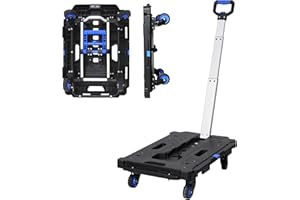 Endynino Platform Truck Heavy Duty, Foldable Hand Trucks Push Cart with 300 lbs Weight Capacity, 360° Swivel Wheels, Moving Platform Hand Cart for Home, Groceries, Garage, Black