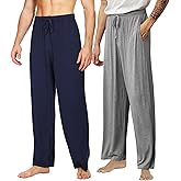 WiWi Men's Pajama Pants Soft Viscose Bamboo 1 or 2 Pack Sleep Lounge Bottoms Comfy Pj Loungewear with Pockets S-4X