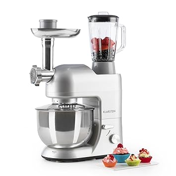 Klarstein Lucia Argentea • Universal Küchenmaschine • Rührmaschine • Knetmaschine • 1200 Watt • 5 Liter • planetarisches Rühr