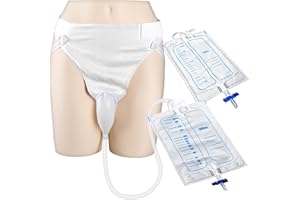 YOOGUSTO Wearable Urinal Collector with Reusable Silicone Urine Catheter Bag (2000ml & 1000ml), Portable External Catheter Urine Bag for Men White
