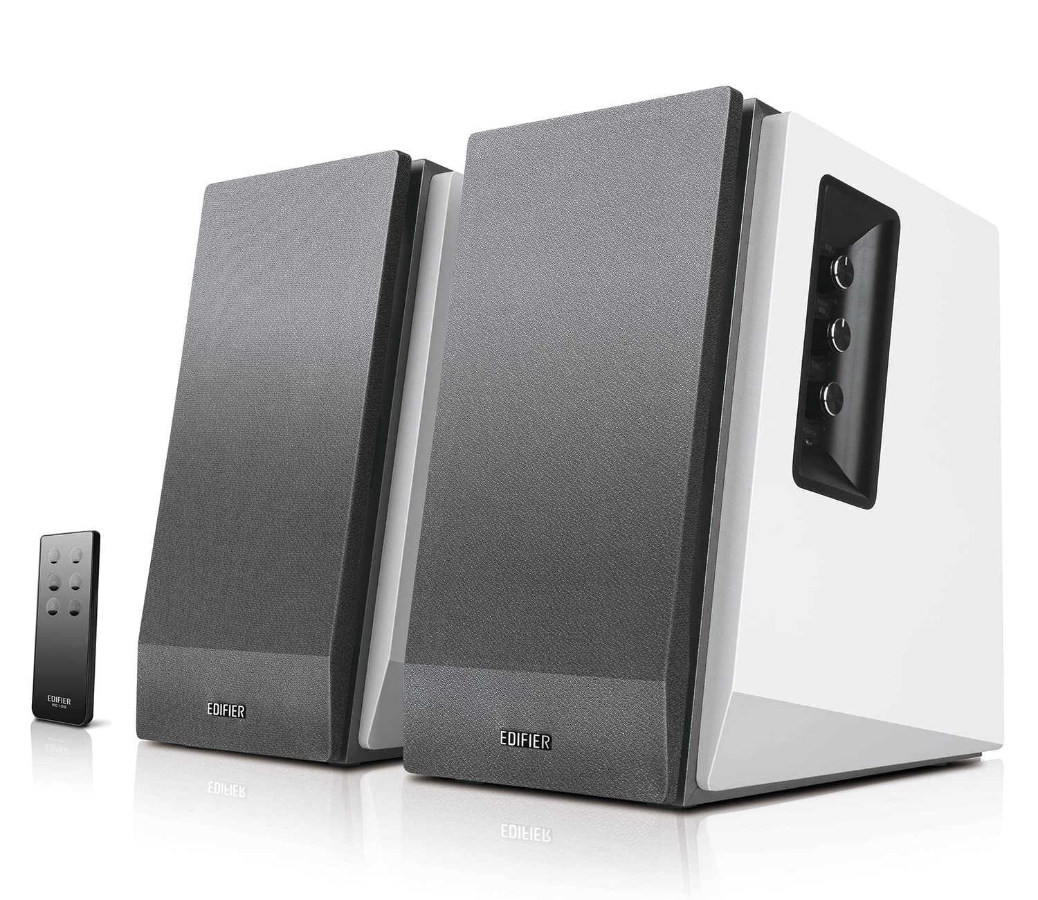 Edifier R1700BT Bluetooth Bookshelf Speaker, Active Near-Field Studio Monitors, Powered Speakers 2.0 Setup Wooden Enclosure 66W RMS, White Silver