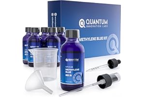 QUANTUM INNOVATION LABS Quantum-Innovation-Labs, Methylene Blue Powder Pharmaceutical Grade - 6 Gram - ISO Certified Third Party Lab Tested 99+% - USP Grade Compliant - Beaker-Funnel-Dropper-Mister Included.