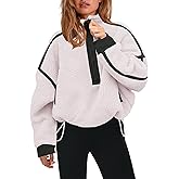 Panadila Womens Half Zip Sherpa Fleece Pullover Soft Oversized Sweatshirt with Pockets Warm Fuzzy Sweater