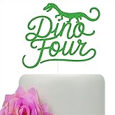 GJCJYJXS Dino-Four Cake Topper, Dinosaur Happy 4th Birthday Cake Decorations, Dinosaur 4 Years Old Birthday Party, Green Glitter