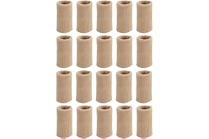 lasenersm 20 Pieces Stretchy Finger Protector Sleeve Finger Sleeves Thumb Braces Support Elastic Compression Protector Braces for Relieving Pain Arthritis Sports, Skin-color