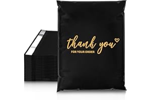 JinRuiKJ Thank You Poly Mailer 10x13 Inch 100 PCS, Shipping Bags for Clothing, Packaging Bags for Small Business, Strong Adhensive, Waterproof and Tear-Resistant Mailing Envelopes, Black