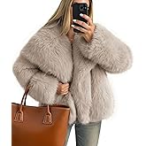 ZESICA Women's Winter Faux Fur Coats Fluffy Jacket 2026 Trendy Long Sleeve Lapel Shaggy Warm Outerwear with Pockets