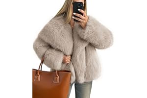 ZESICA Women's 2025 Fall Faux Fur Coats Long Sleeve Fleece Jacket Lapel Fluffy Shaggy Warm Outerwear Winter Clothes