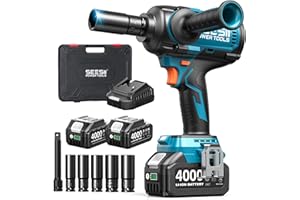 Seesii Impact Wrench 1600Nm(1180ft-lbs), Brushless Motor 2300 RPM Impact Driver, 1/2 High Torque Impact Wrench with 2X 4.0 Ah