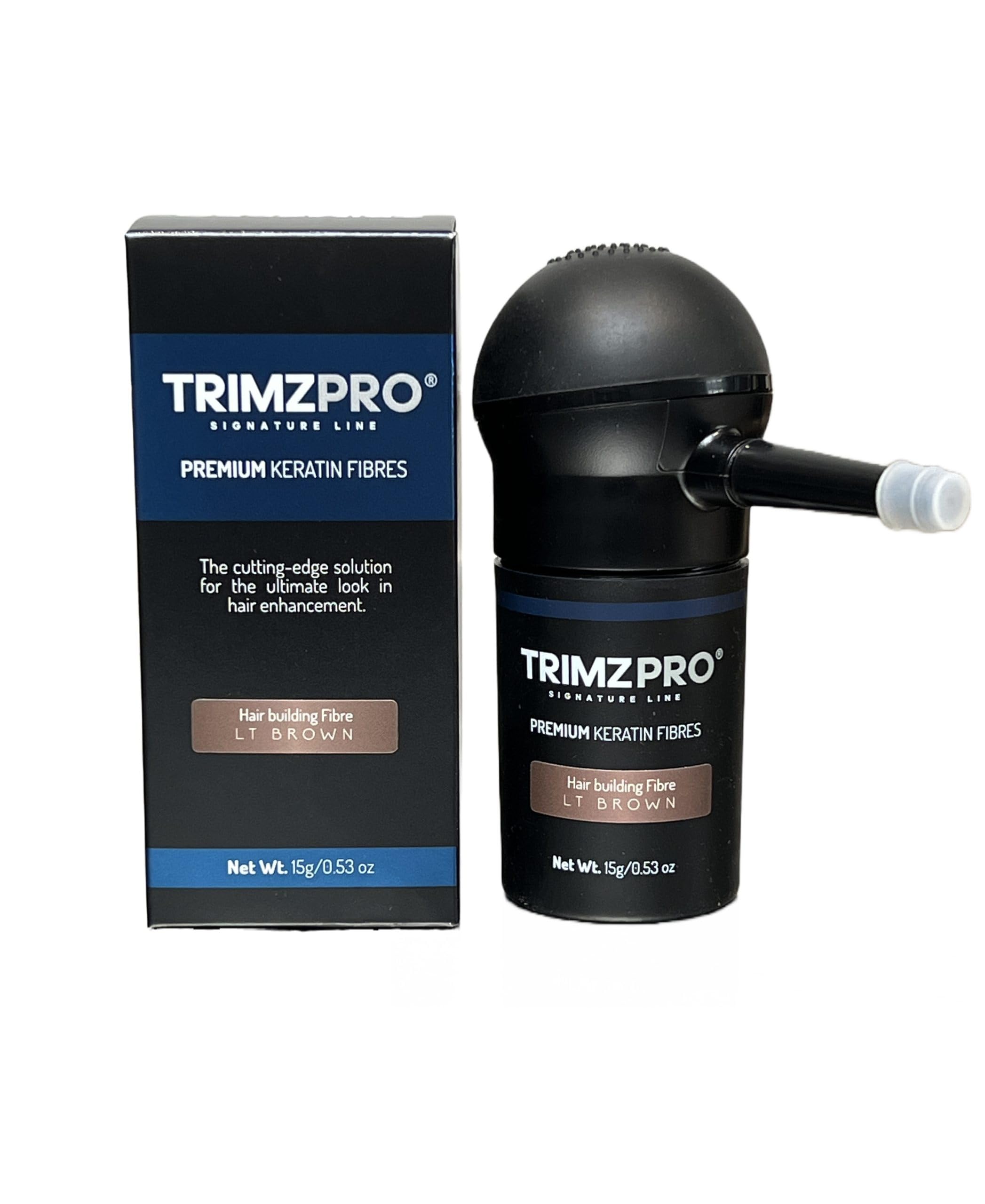 Trimzpro Signature Keratin Hair Fibres 14g - 10 Shades | Instant Thickening & Concealing Powder | Lock-In Tech for Natural Look & Durability | Hair Volumizer for Men & Women, LIGHT BROWN