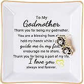 Piudee Godmother Gift - Thank You for Being My Godmother Jewelry Dish Trinket Tray, Godmom Birthday Mother's Day Christmas Gifts for Godmother, Godmother Gifts from Godchild