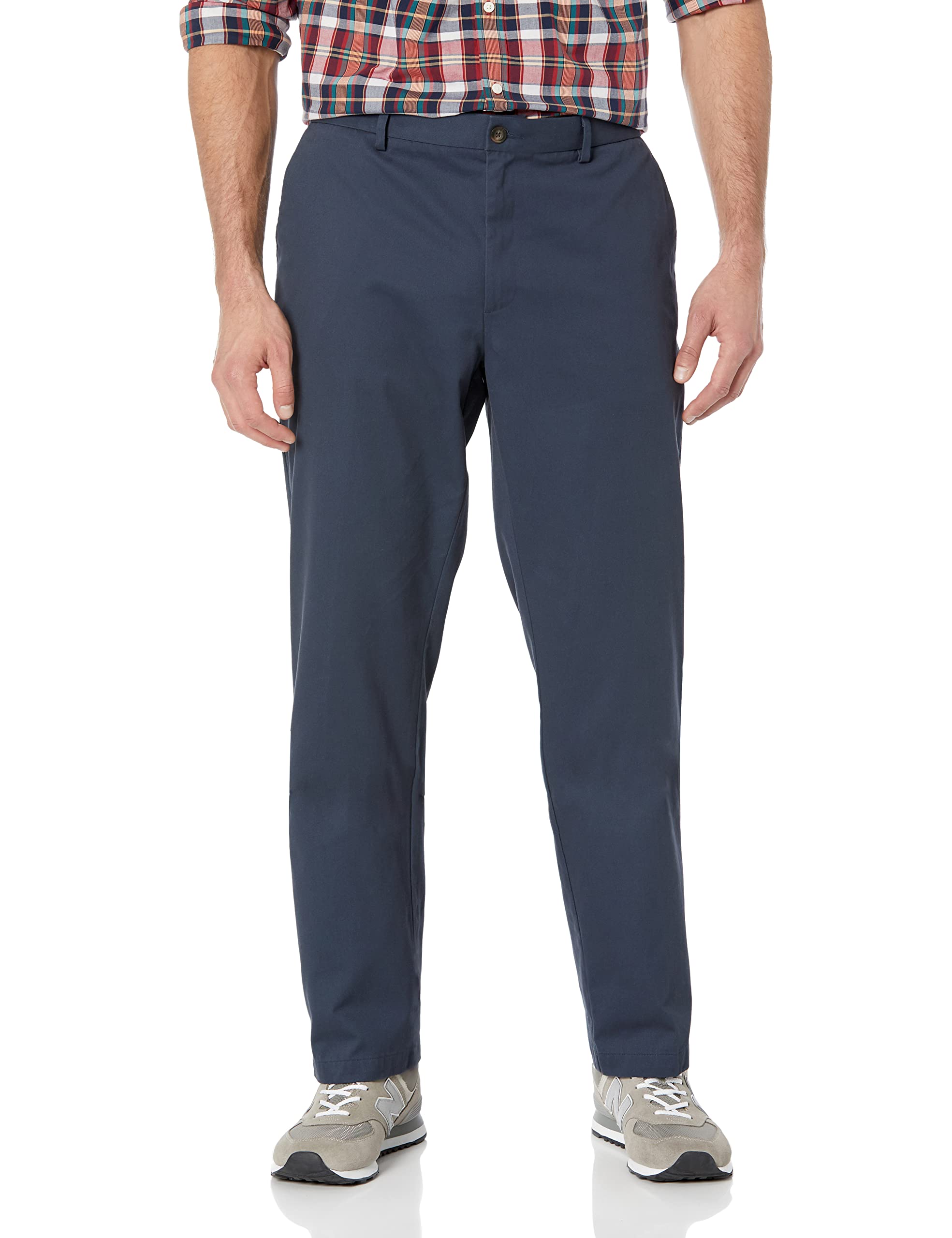 Photo 1 of Amazon Essentials Men's Straight-Fit Wrinkle-Resistant Flat-Front Chino Pant, Navy, 38W x 32L