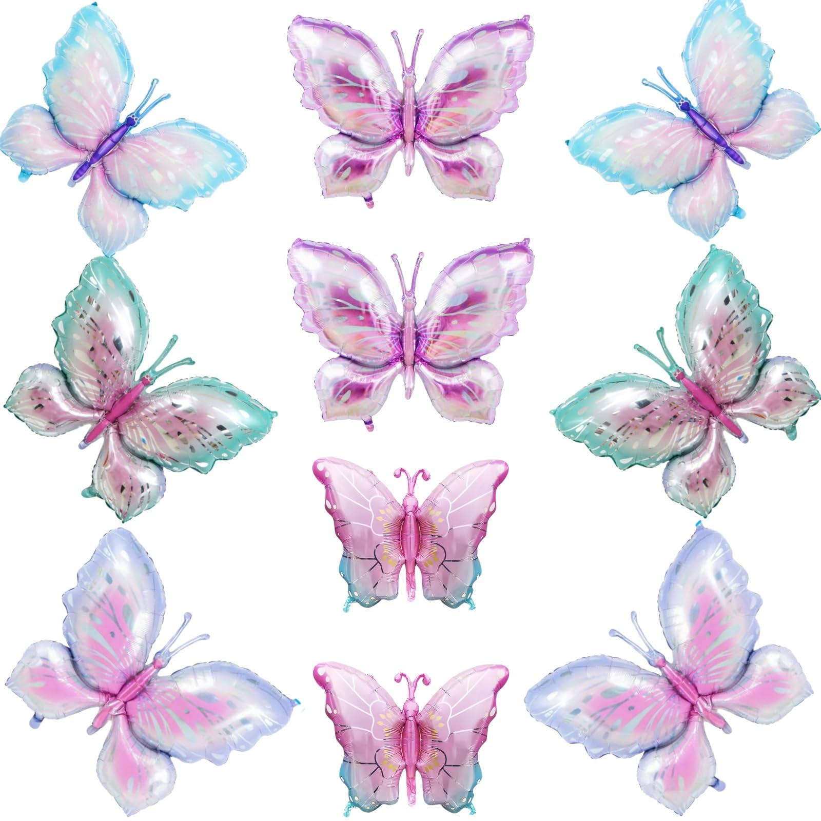 Photo 1 of 10 Pcs Gradient Butterfly Balloons Set, 40 Inch Balloons Decorations, Butterflies Foil Mylar Balloons for Girls Women Butterfly Theme Party Wedding Birthday Shower Party Decoration (5 Color)