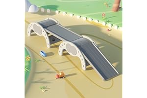 LUUYOUU Children's Indoor Climbing Slideway Swing Playground 4-in-1 Function: Slide, Rock Climbing, Balance Board and Cradle Safe and Solid Montessori Toys White（2 Climbing Frame+2 Sliding Plate）