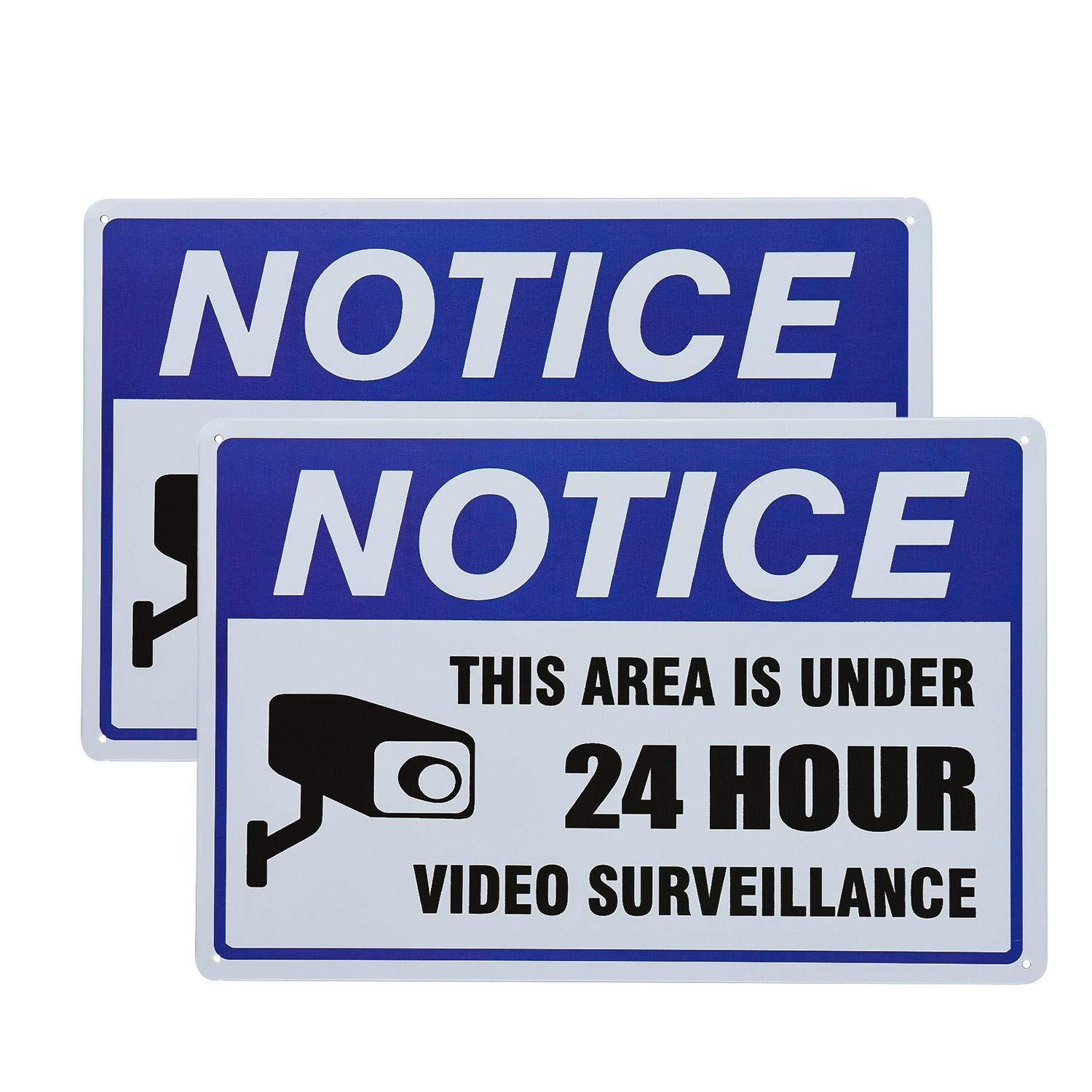 不适用 2 Pack Video Surveillance Yard Sign, Security Camera Warning Sign for Home or Business CCTV Monitoring System, Outdoor Rust-Free Metal