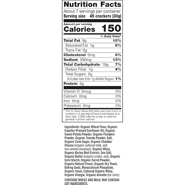 ANNIE’S ORGANIC CHEESY CHEDDAR CRACKERS WITH HIDDEN VEGGIES, 7.5 OZ