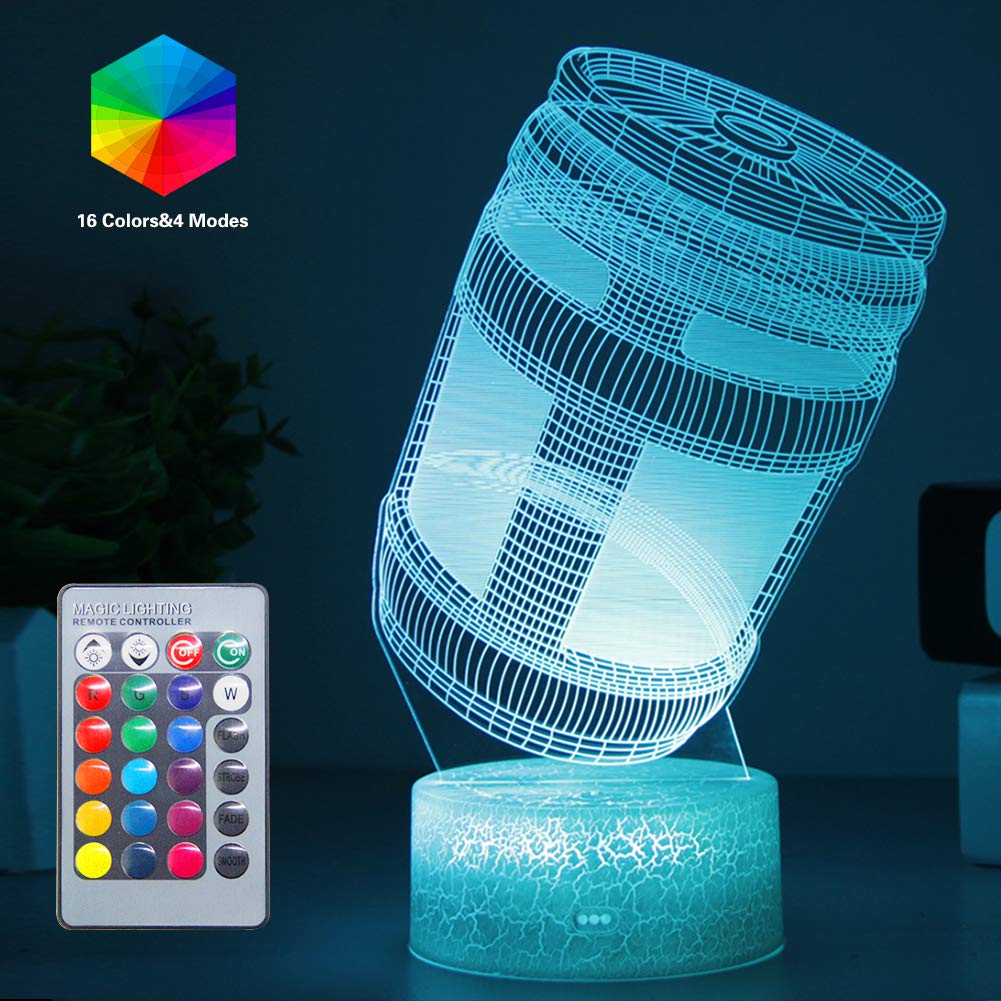 Chug Jug 3D Night Lights Remote Control & 16 Colors Sleeping Mood Lamp Optical Illusion Led Light Home Bedroom Game Room Décor Festival Holiday Chirstmas Gifts for Kids Girls Boys Child Teen