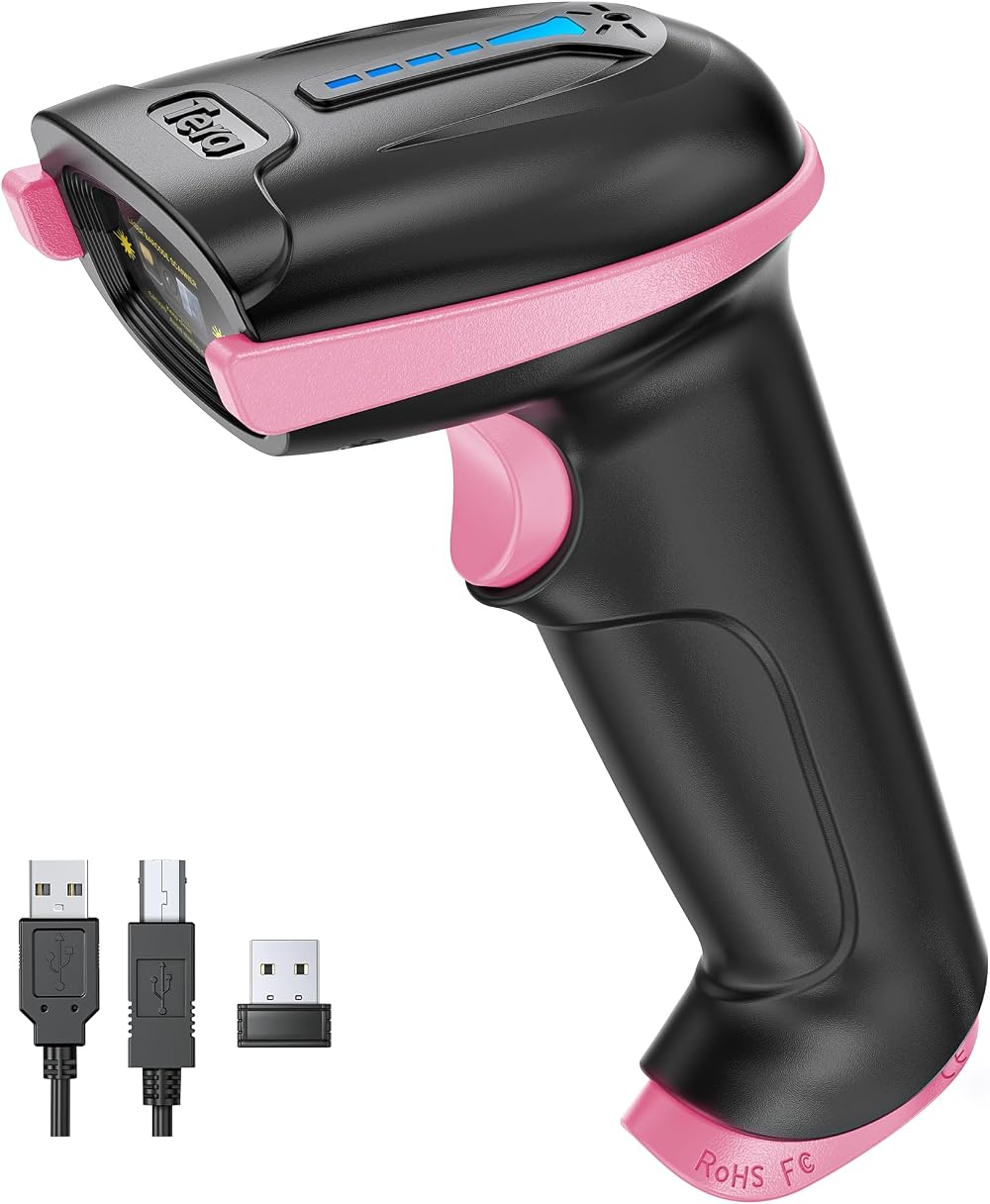 Tera Barcode Scanner Wireless 2.4G USB Rechargeable Battery Level Indicator