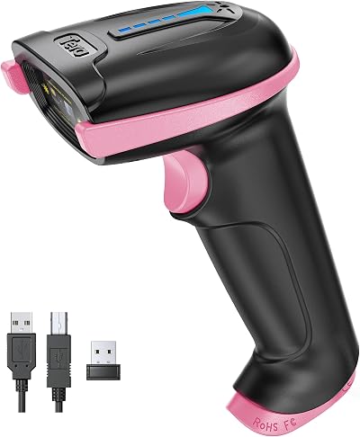 Tera Barcode Scanner Wireless 2.4G USB Rechargeable Battery Level Indicator