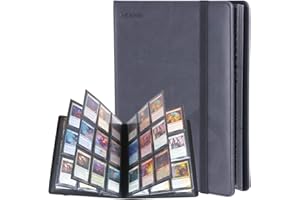 HENWEI 9-Pocket PU Leather Trading Card Binder,360 Side-Loading Card Holder Album with Elastic Strap,Card Collection Binder for TCG,CCG,MTG,Games,Sports Cards - Suitable for Card Collectors(Black)