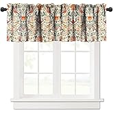 ZhiRain Vintage Plant Valance Curtain William Morris Retro Bird Flower Nature Floral Rod Pocket Valance Window Treatments 1 Panel Short Curtains for Kitchen Farmhouse Decor 54 x 18 in